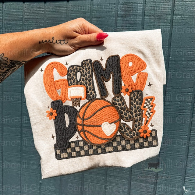 Faux Yarn Game Day Leopard Print Basketball