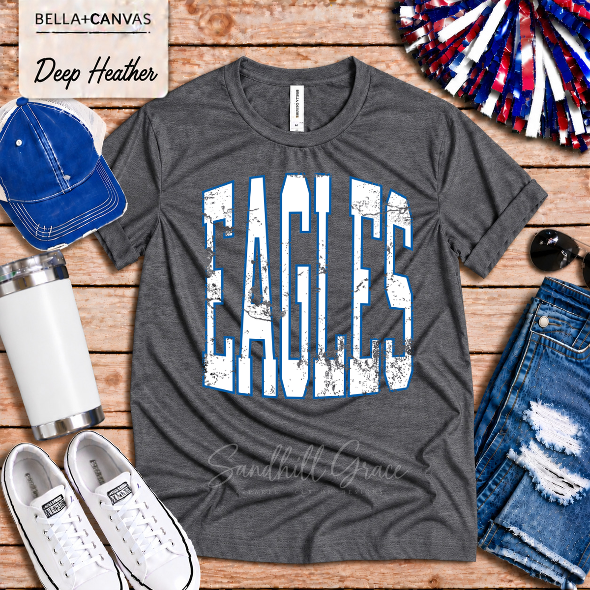 Ellinwood Eagles — Block Blue Outline