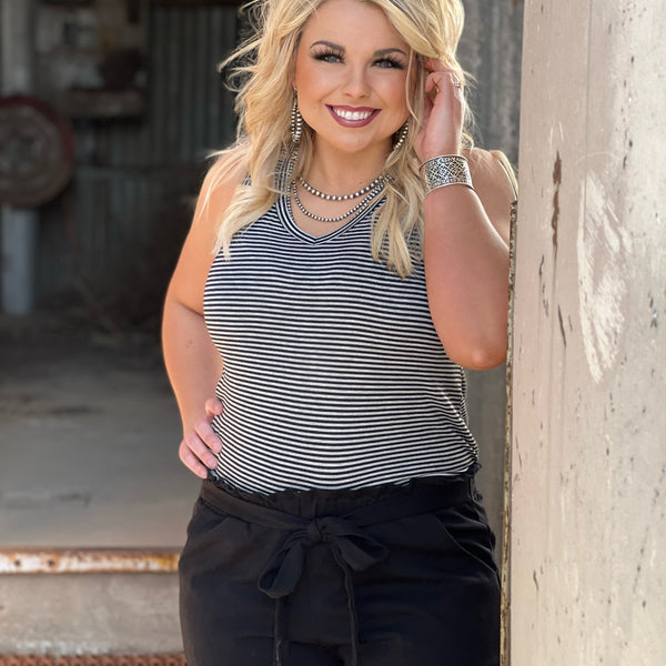 Brenna Black Tie-Waist Shorts