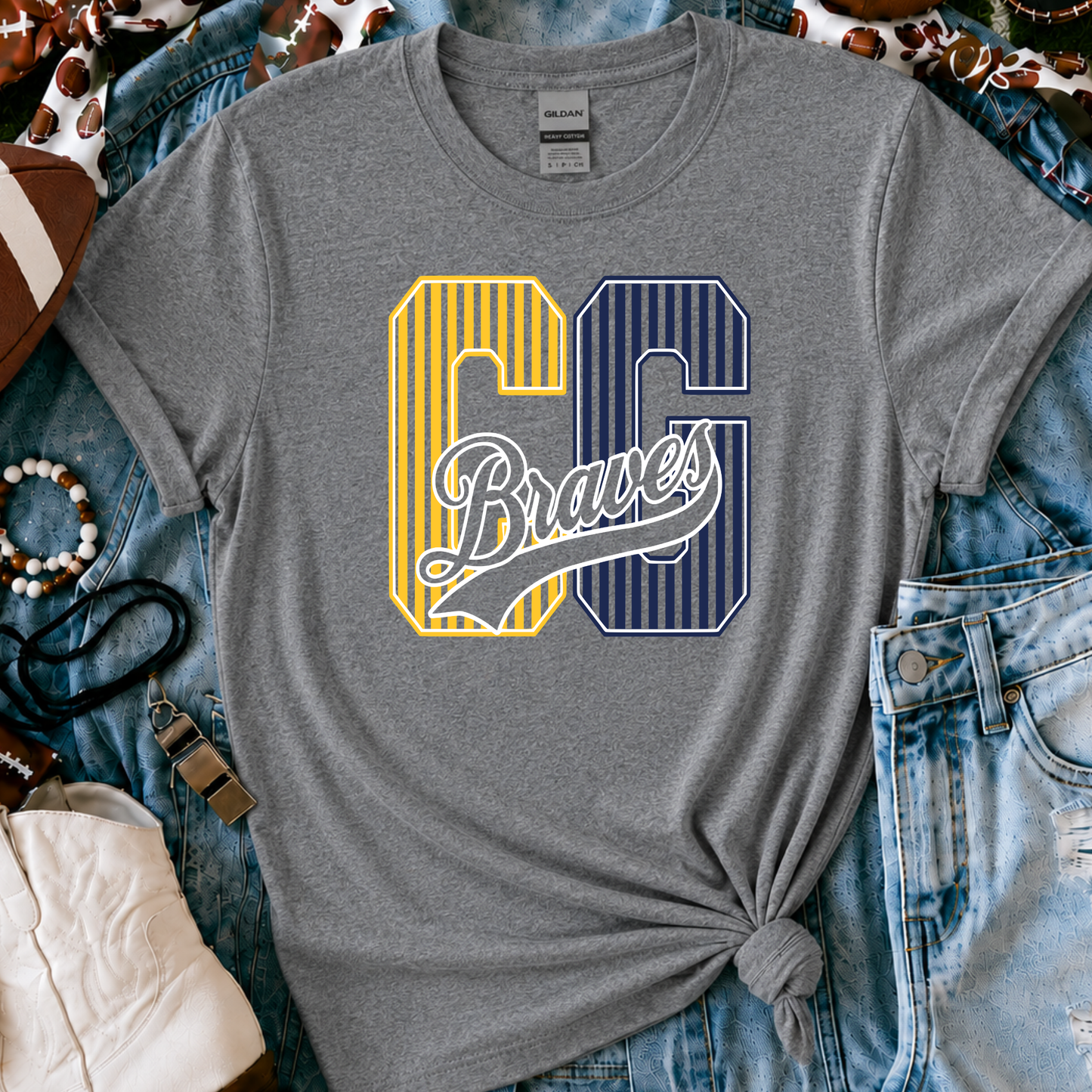 Council Grove Braves | Vintage Script Spirit Tee (Bella Canvas)
