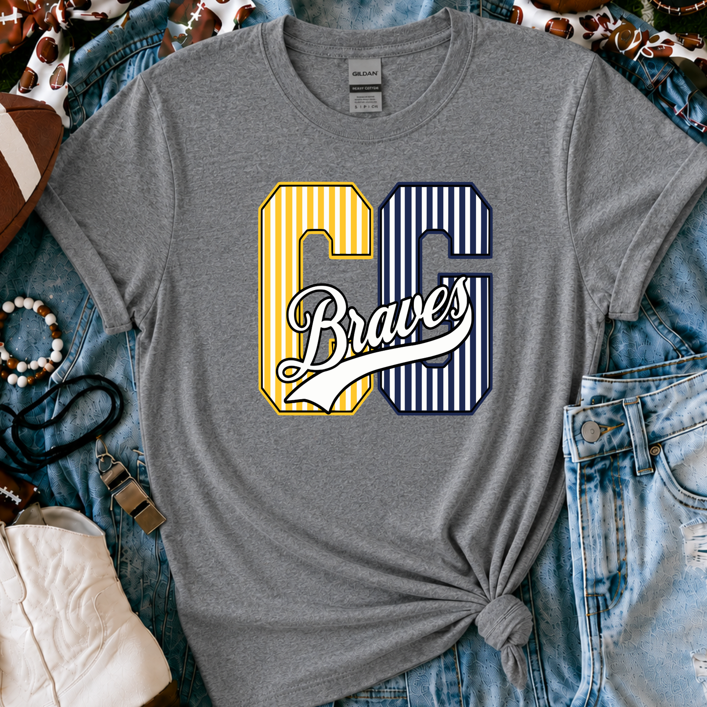 Council Grove Braves | Vintage Script Spirit Tee (Bella Canvas)