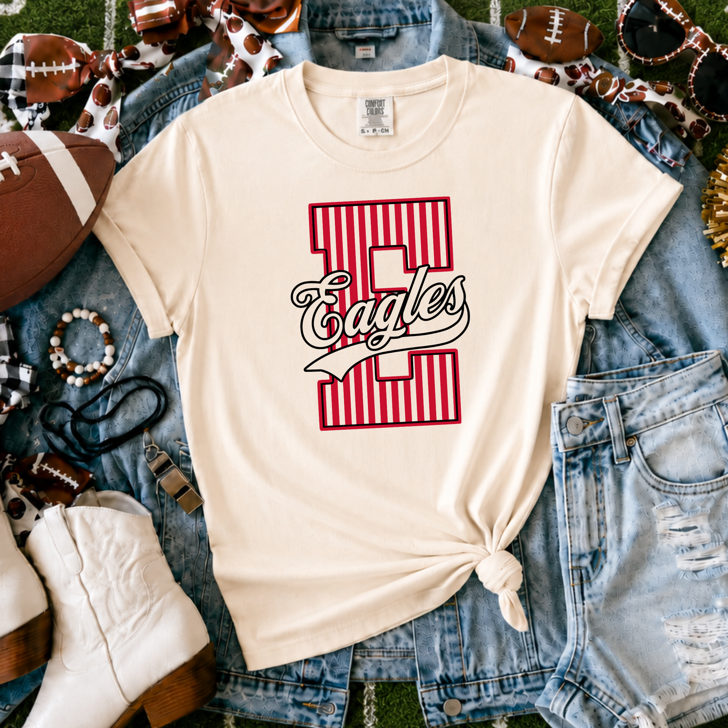 Ellinwood Eagles | Vintage Script Spirit Tee (Bella Canvas)