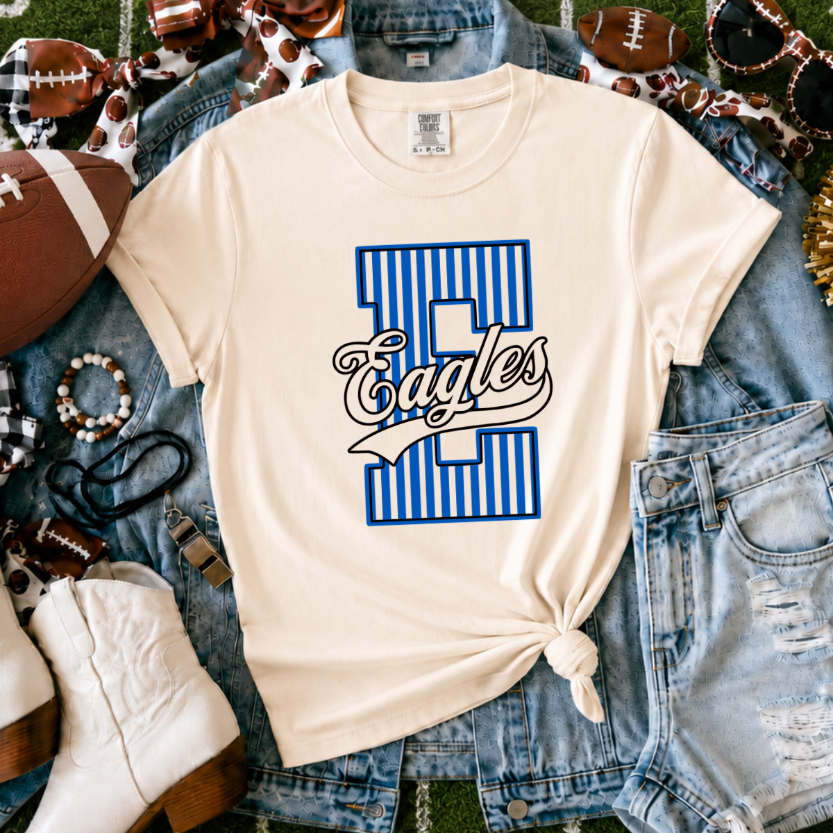 Ellinwood Eagles | Vintage Script Spirit Tee (Bella Canvas)