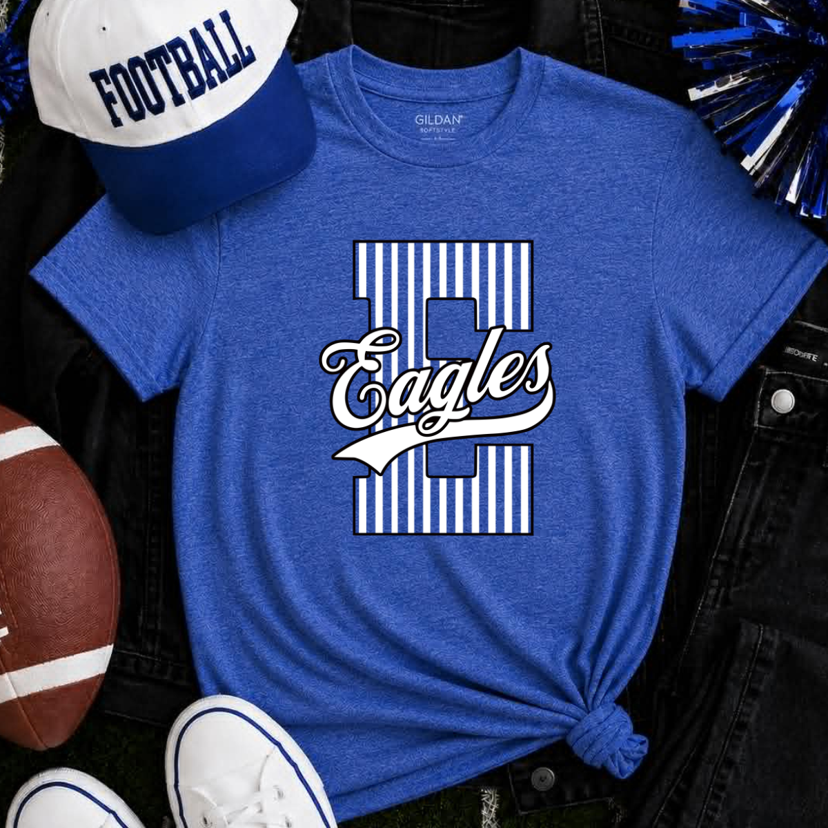 Ellinwood Eagles | Vintage Script Spirit Tee (Bella Canvas)