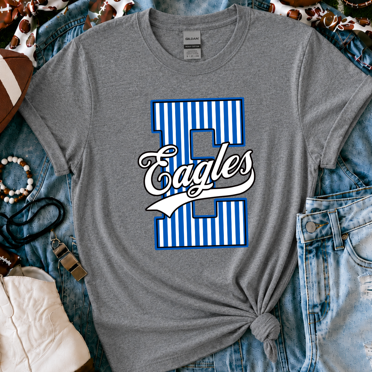 Ellinwood Eagles | Vintage Script Spirit Tee (Bella Canvas)