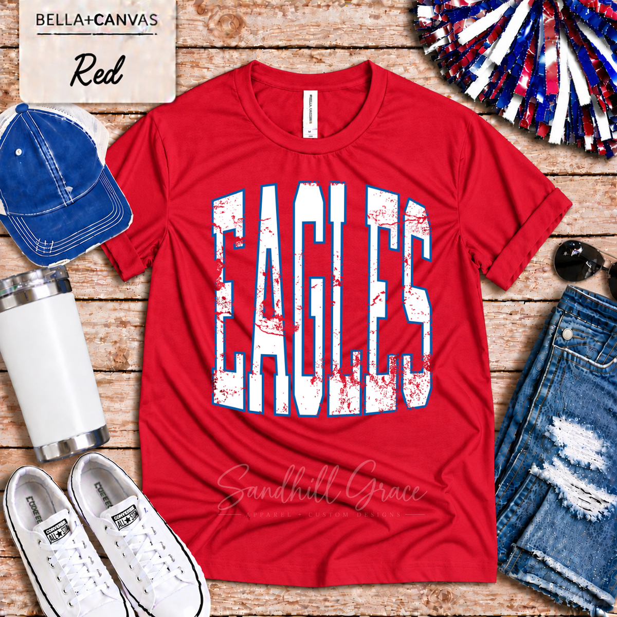Ellinwood Eagles — Block Blue Outline