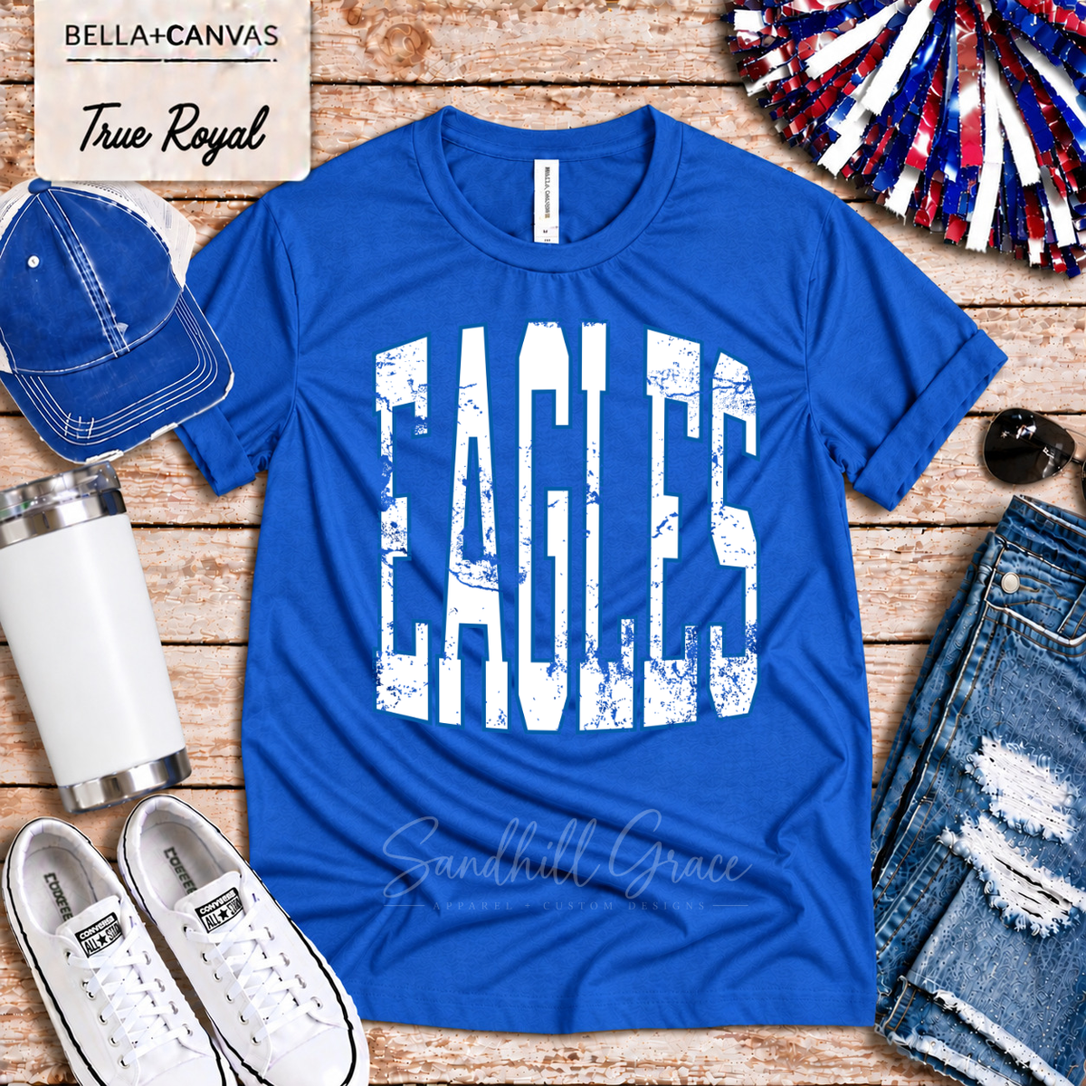 Ellinwood Eagles — Block Blue Outline