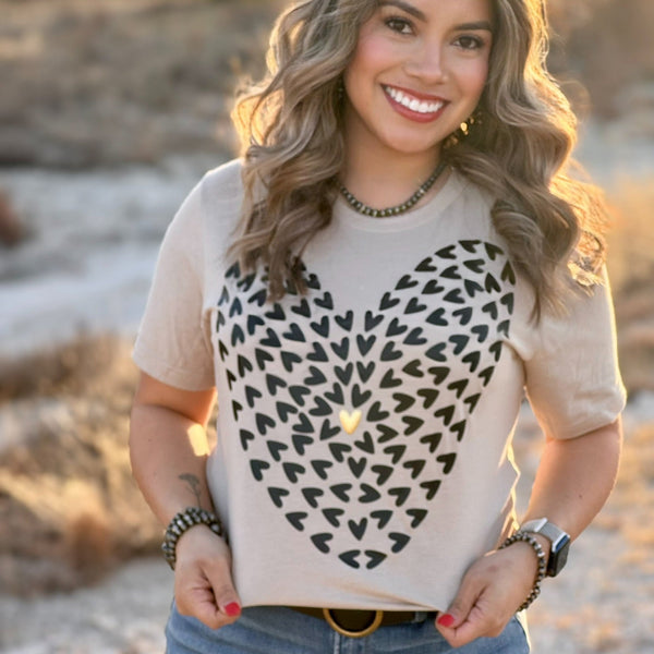 Tiny Hearts with Gold Puff Tee & Sweatshirt
