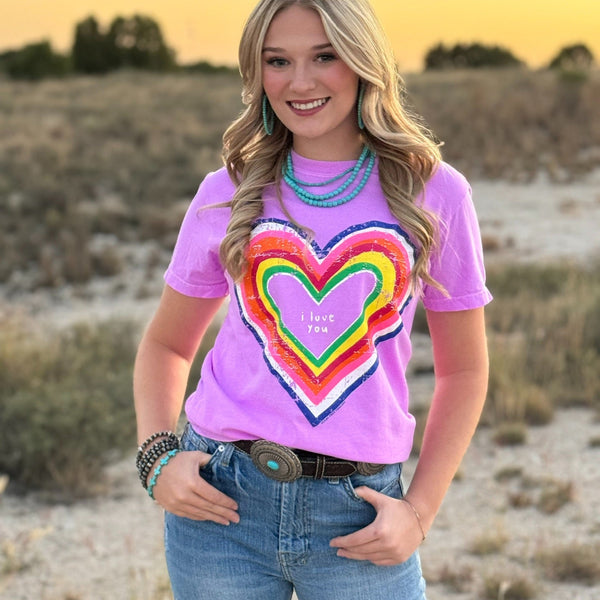 Rainbow Heart I Love You Tee