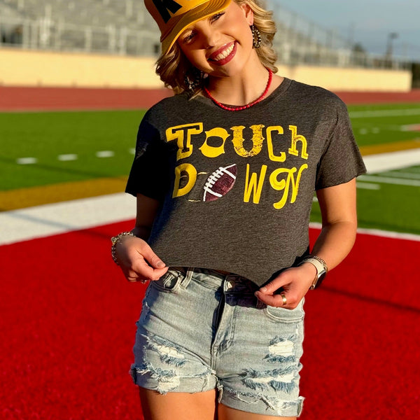Gold Touchdown with Sequin Football by Randi Mahomes