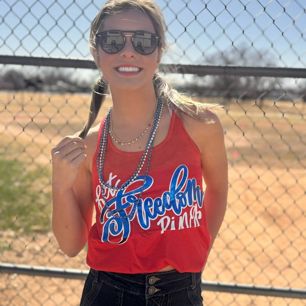 Let Freedom Ring with Blue Metallic Puff Tee & Tank