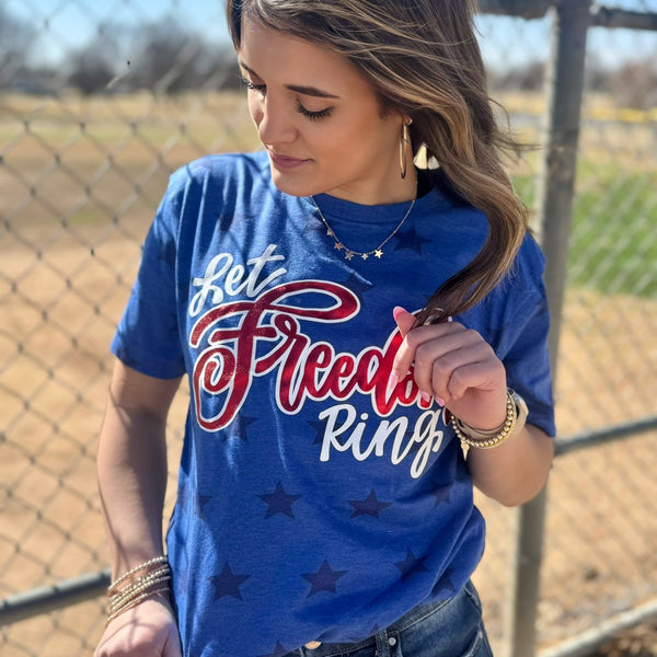 Let Freedom Ring with Red Metallic Puff Tee