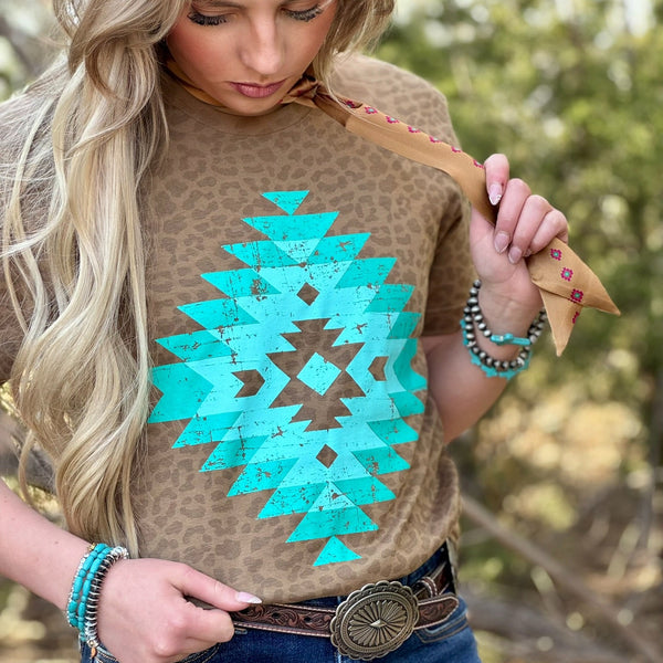 Brown Leopard Aztec Tee