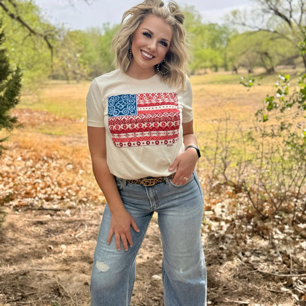Barbara's Paisley Flag Tee