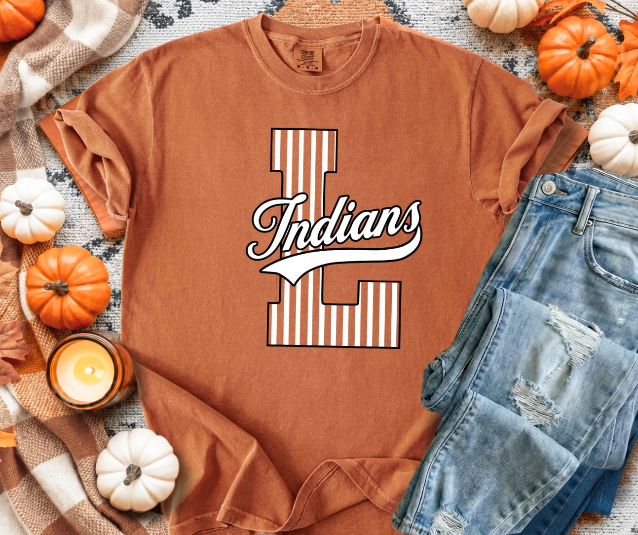 Larned Indians | Vintage Script Spirit Tee - Bella+Canvas