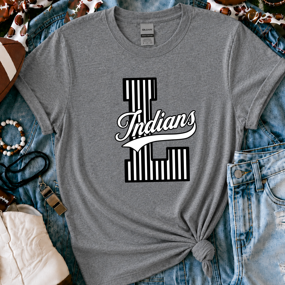 Larned Indians | Vintage Script Spirit Tee - Bella+Canvas