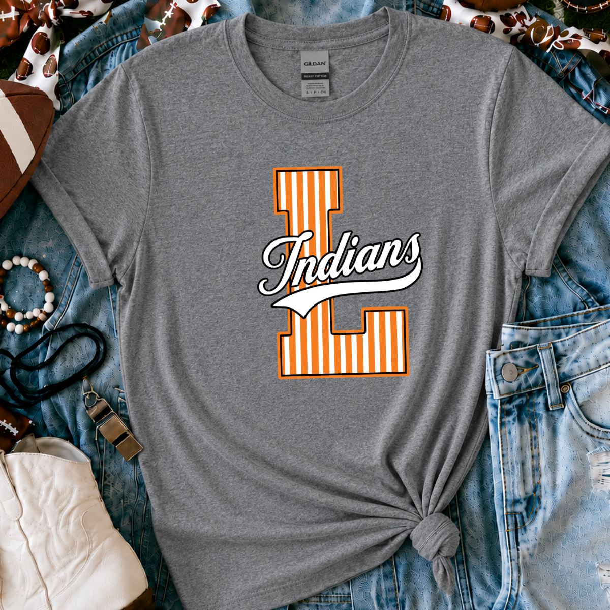 Larned Indians | Vintage Script Spirit Tee - Bella+Canvas