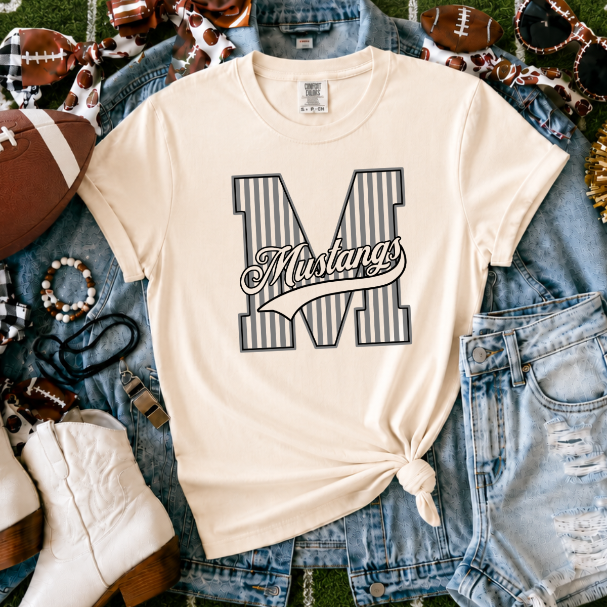Macksville Mustangs | Vintage Script Spirit Tee - Bella+Canvas
