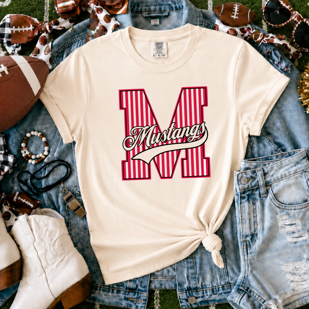 Macksville Mustangs | Vintage Script Spirit Tee - Bella+Canvas