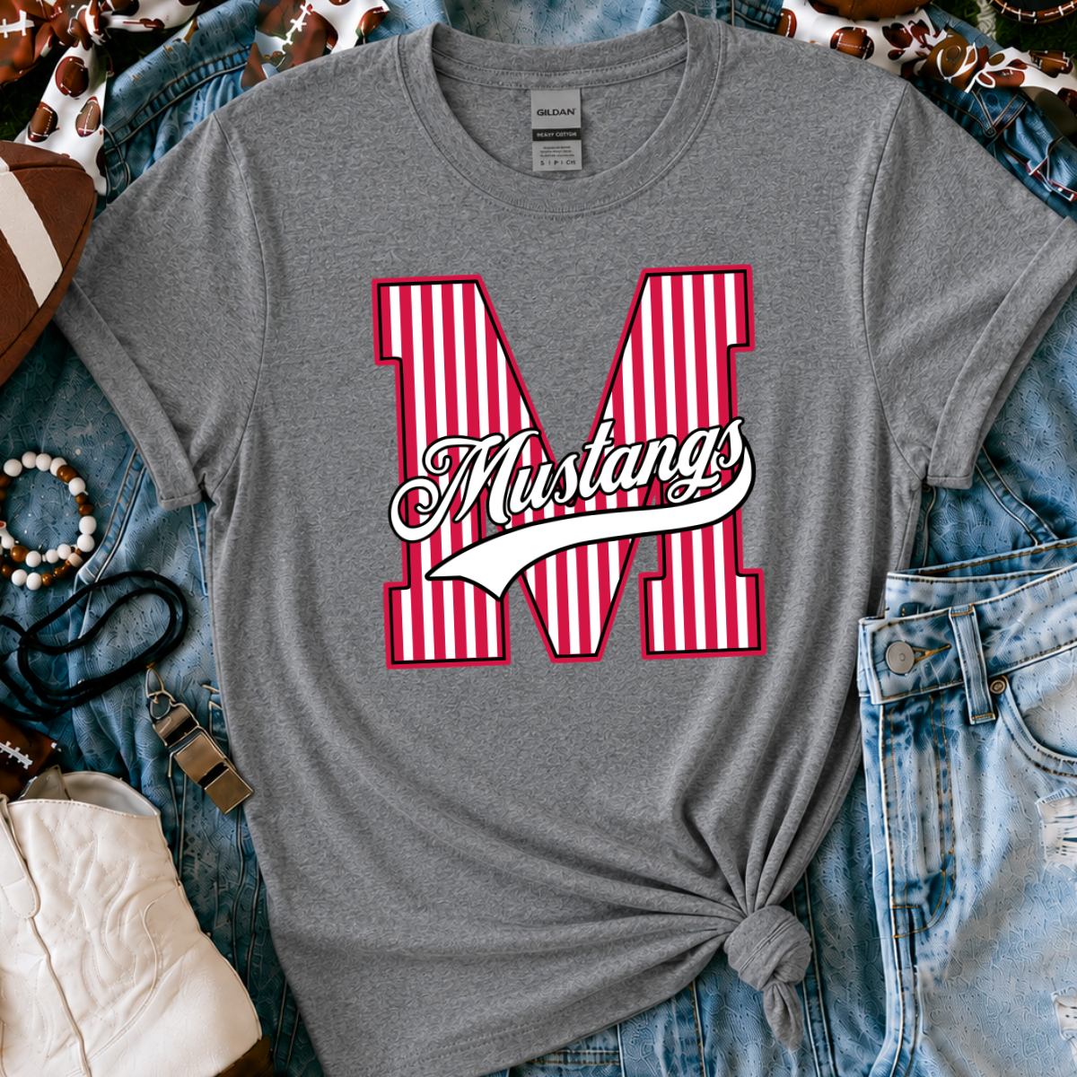 Macksville Mustangs | Vintage Script Spirit Tee - Bella+Canvas
