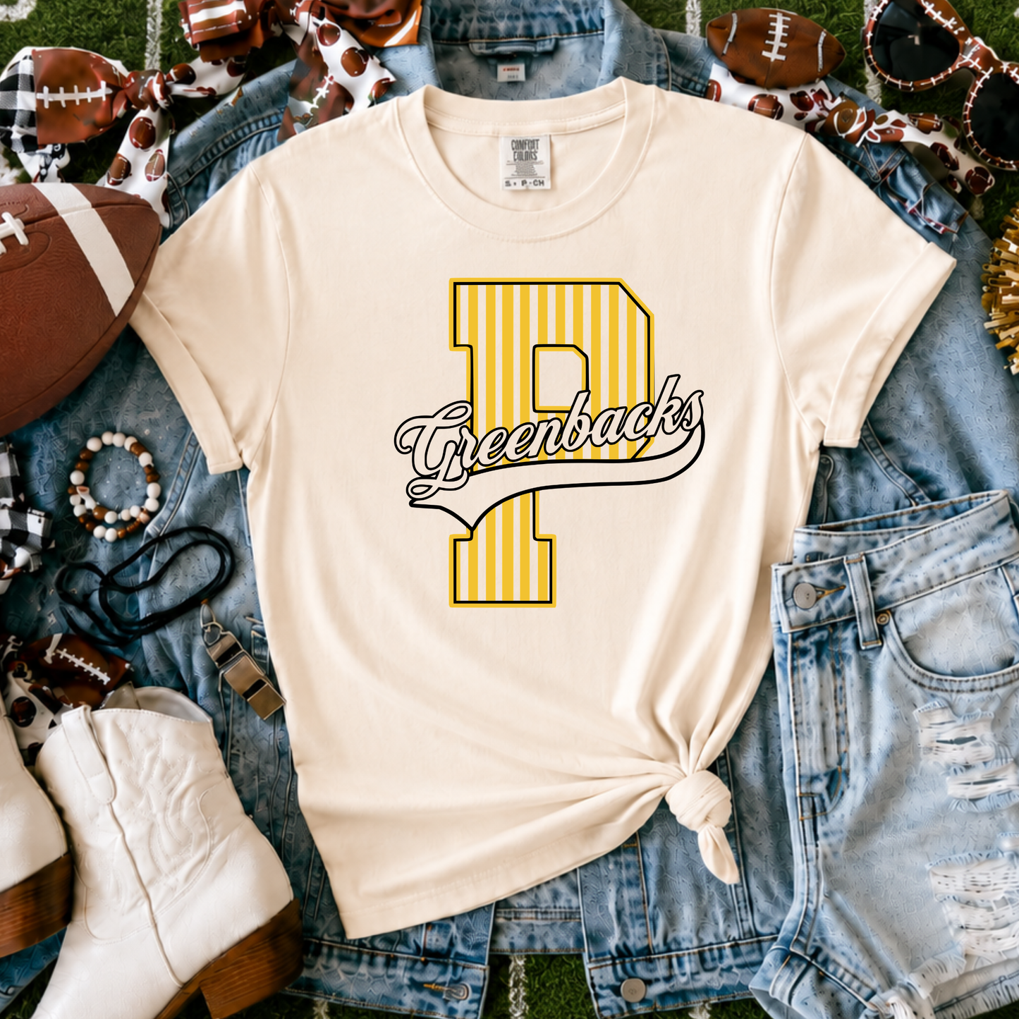 Pratt Greenbacks | Vintage Script Spirit Tee (Bella Canvas)