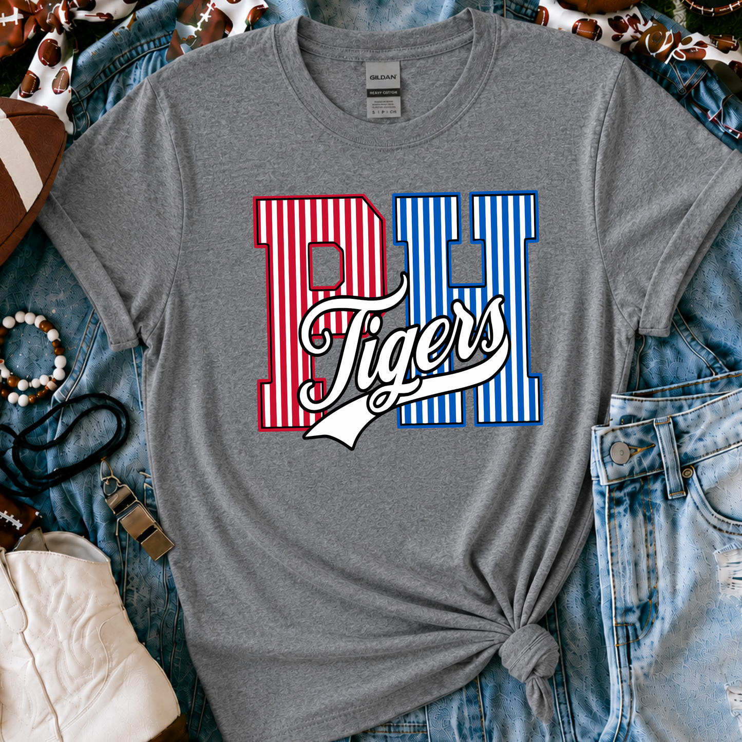Pawnee Heights Tigers | Vintage Script Spirit Tee - Bella+Canvas
