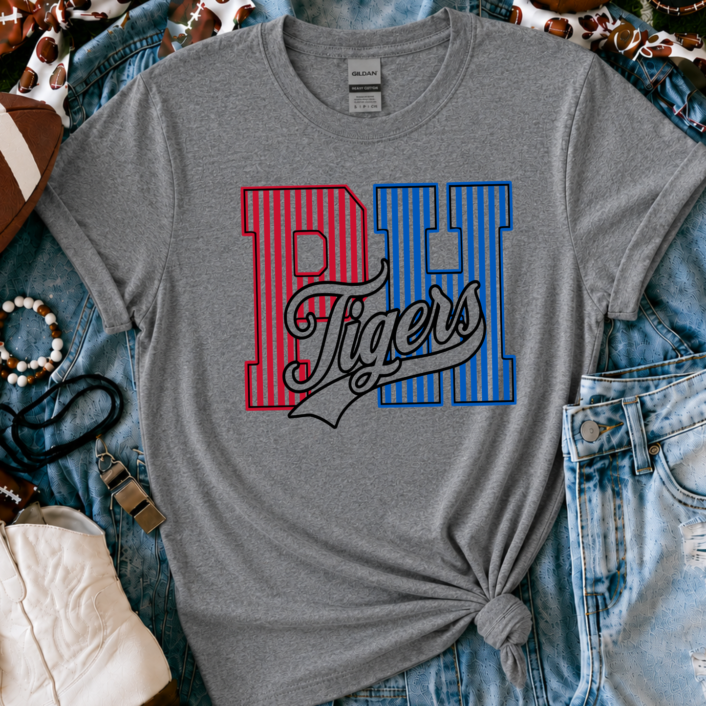 Pawnee Heights Tigers | Vintage Script Spirit Tee - Bella+Canvas