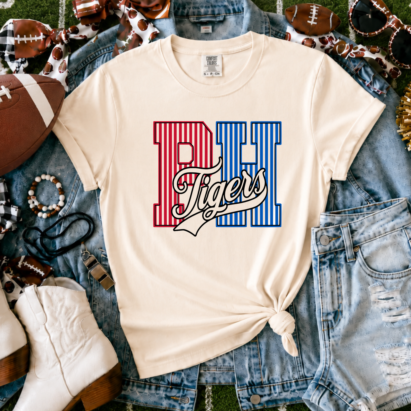 Pawnee Heights Tigers | Vintage Script Spirit Tee - Bella+Canvas