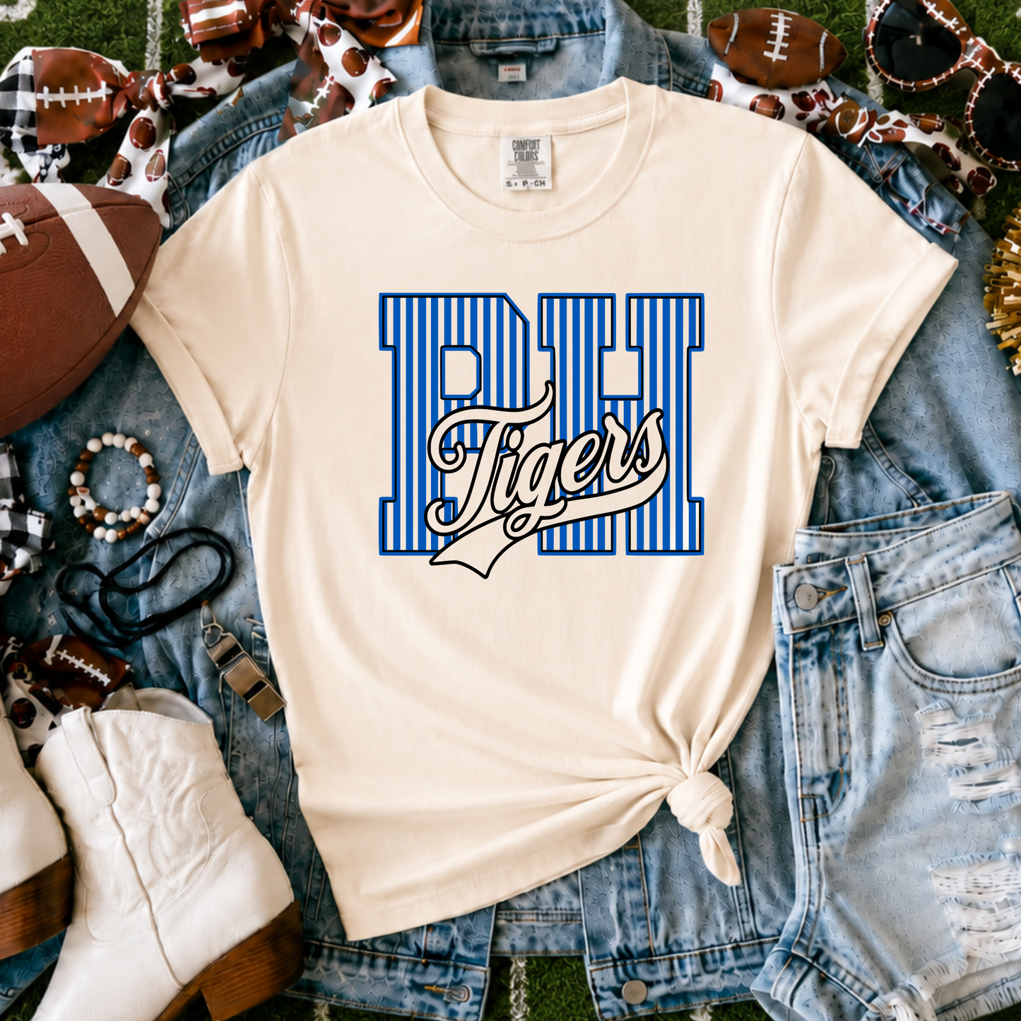 Pawnee Heights Tigers | Vintage Script Spirit Tee - Bella+Canvas