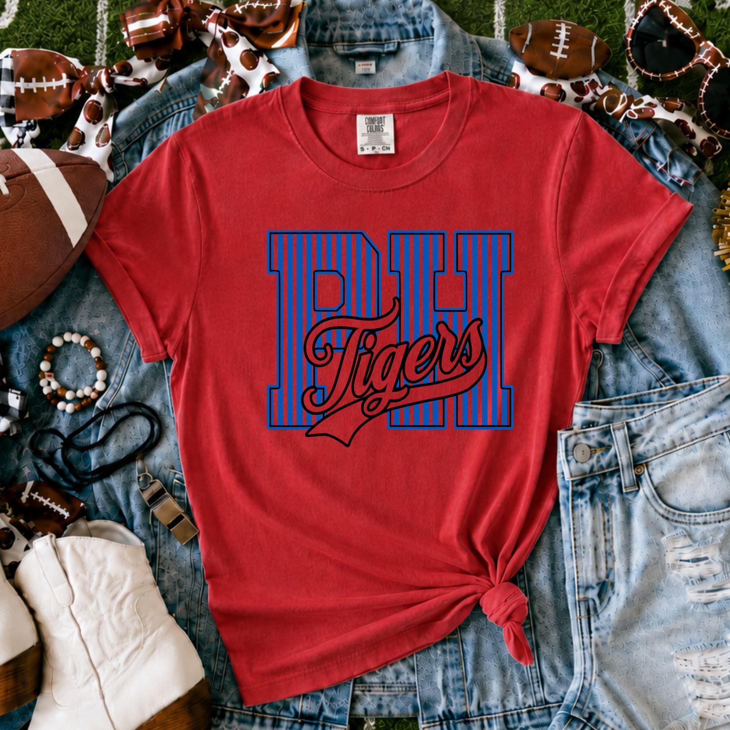 Pawnee Heights Tigers | Vintage Script Spirit Tee - Bella+Canvas