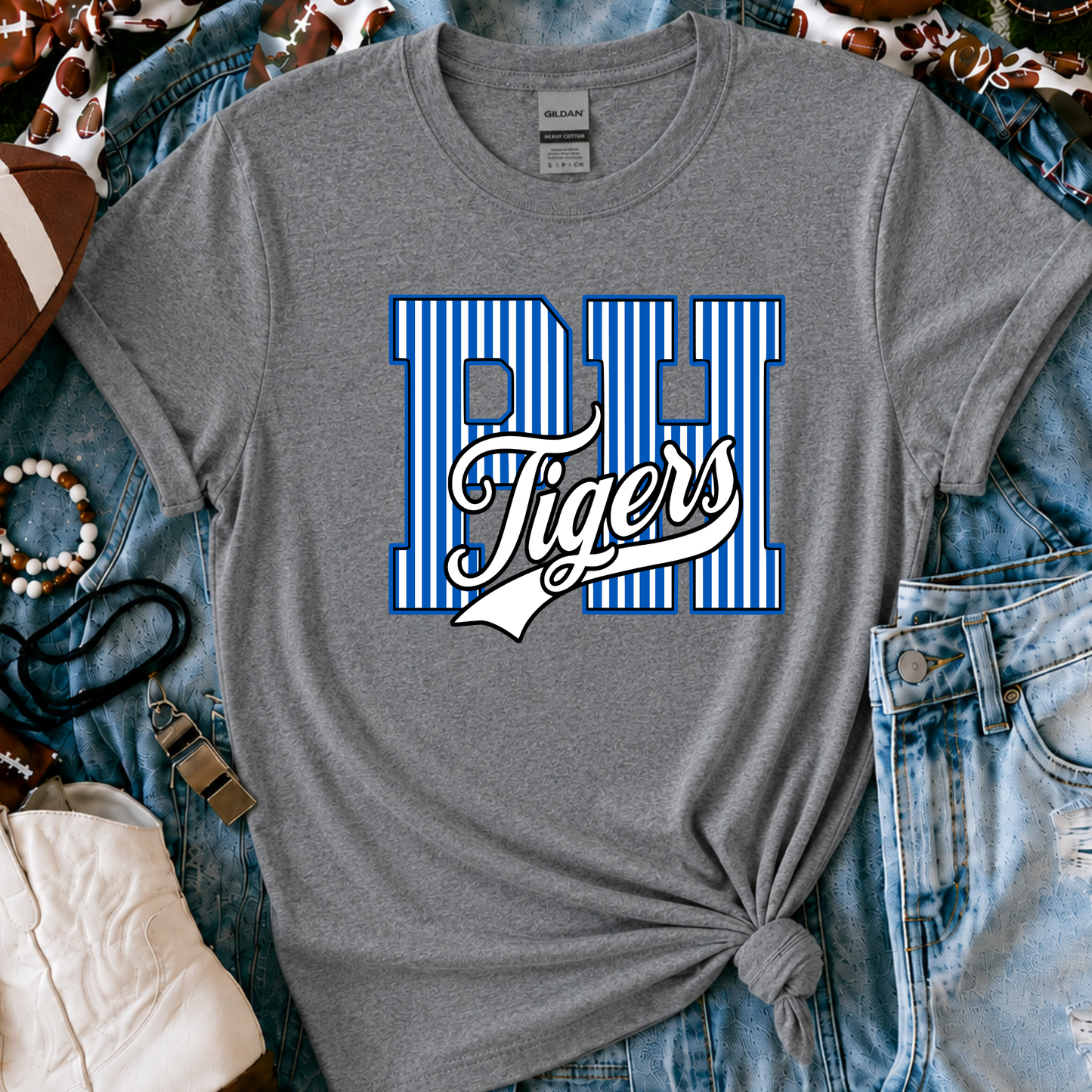 Pawnee Heights Tigers | Vintage Script Spirit Tee - Bella+Canvas