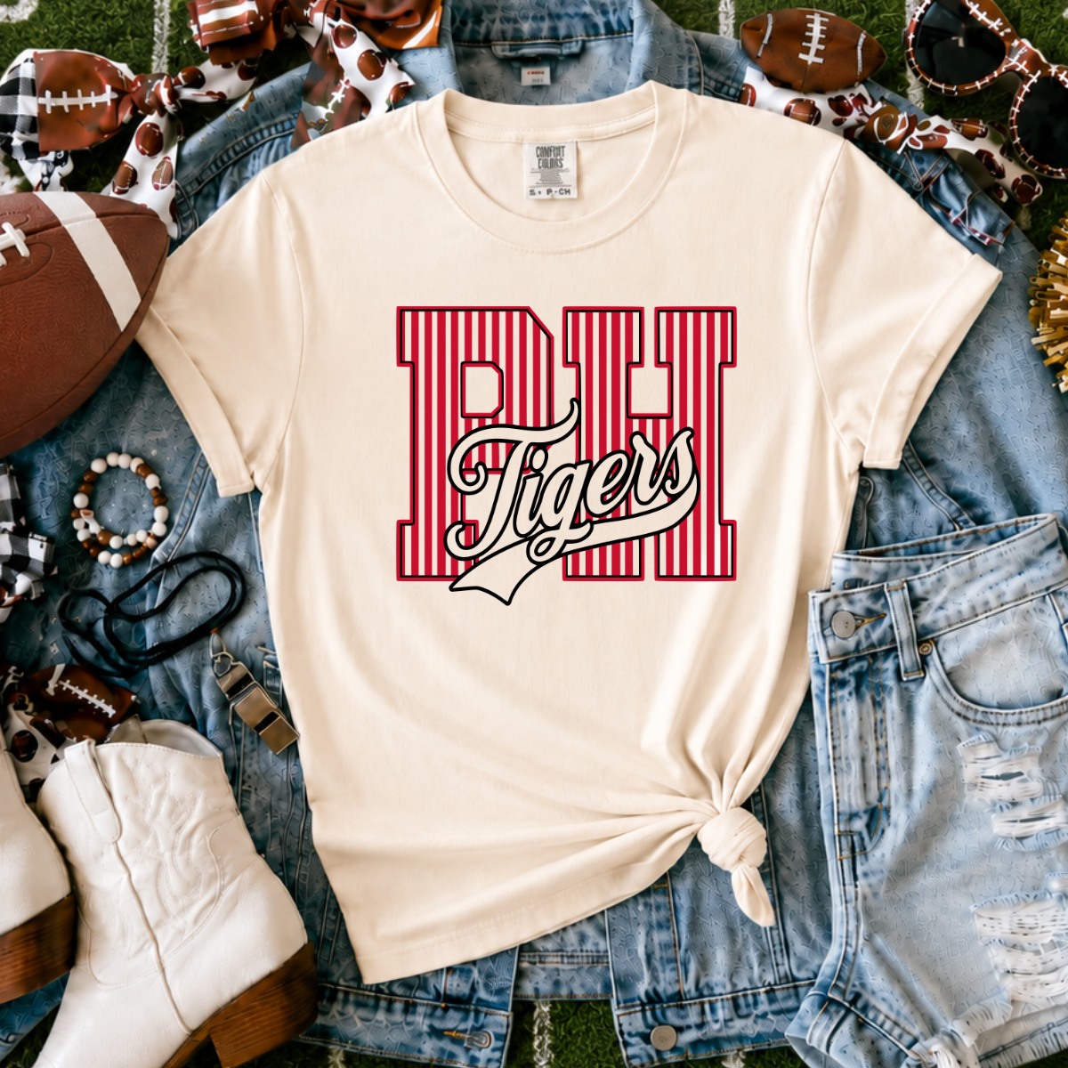 Pawnee Heights Tigers | Vintage Script Spirit Tee - Bella+Canvas
