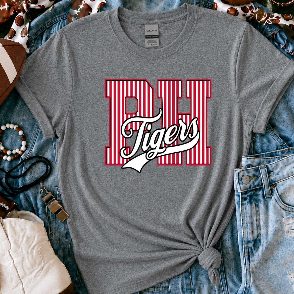 Pawnee Heights Tigers | Vintage Script Spirit Tee - Bella+Canvas
