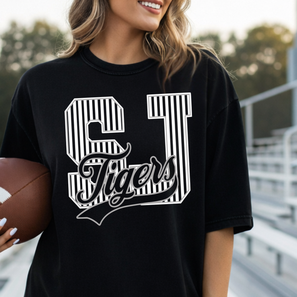 St. John Tigers | Vintage Script Spirit Tee (Bella Canvas)