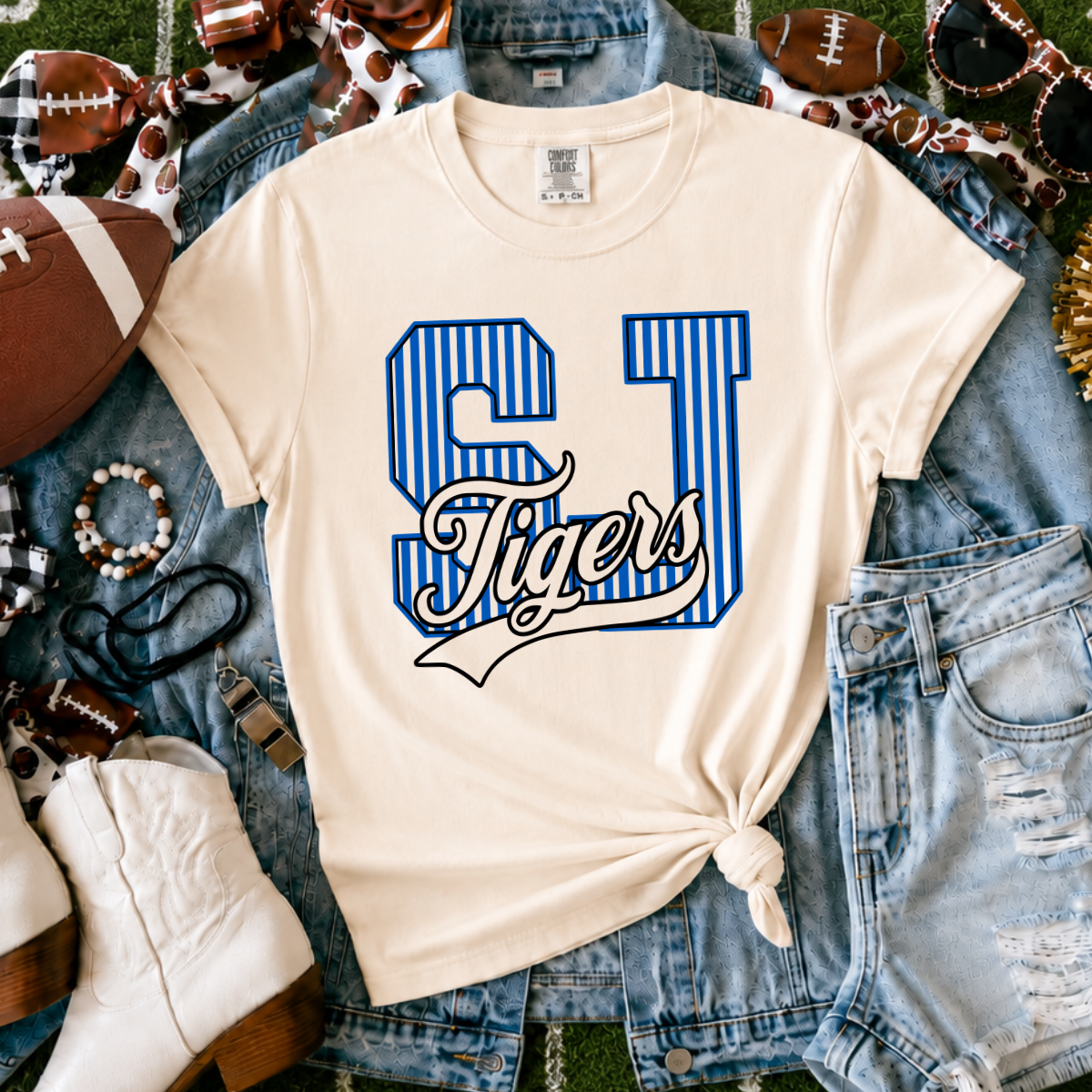 St. John Tigers | Vintage Script Spirit Tee (Bella Canvas)