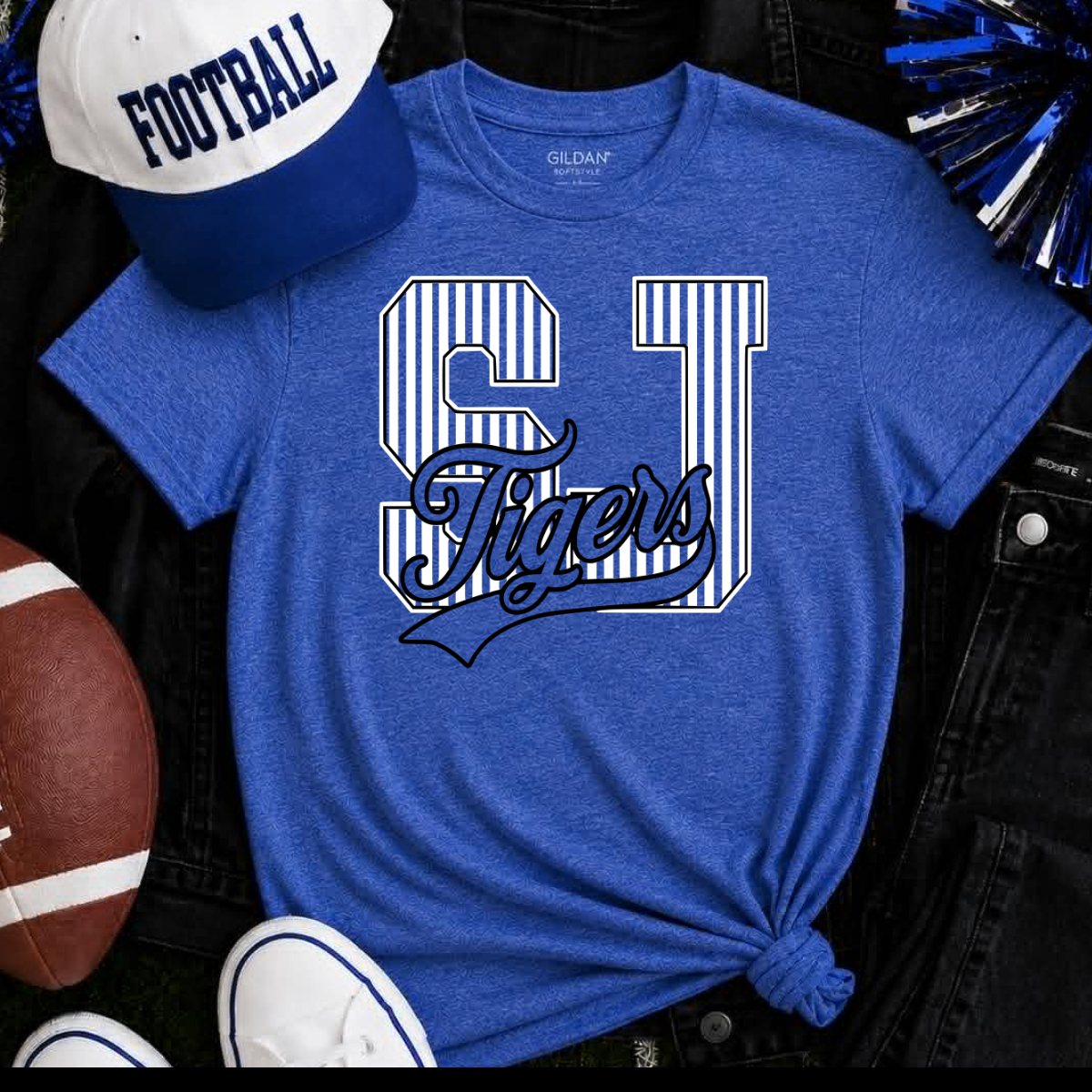 St. John Tigers | Vintage Script Spirit Tee (Bella Canvas)