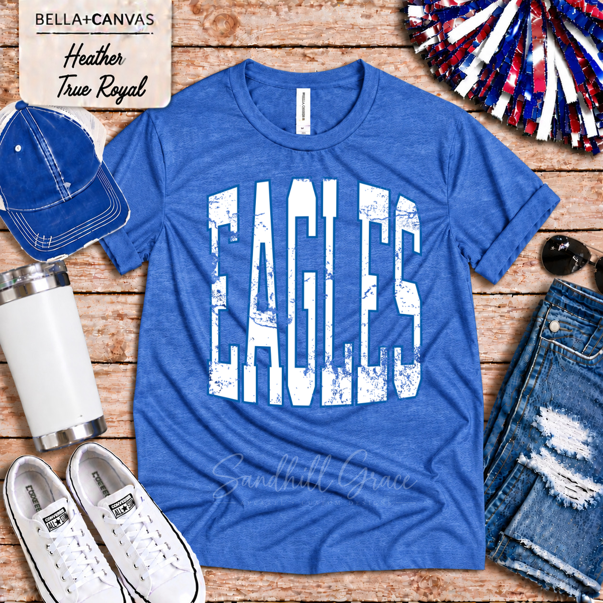 Ellinwood Eagles block blue outline shirt mockup