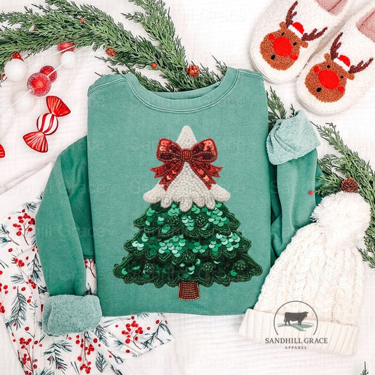 Faux Sequin Christmas Bow Tree