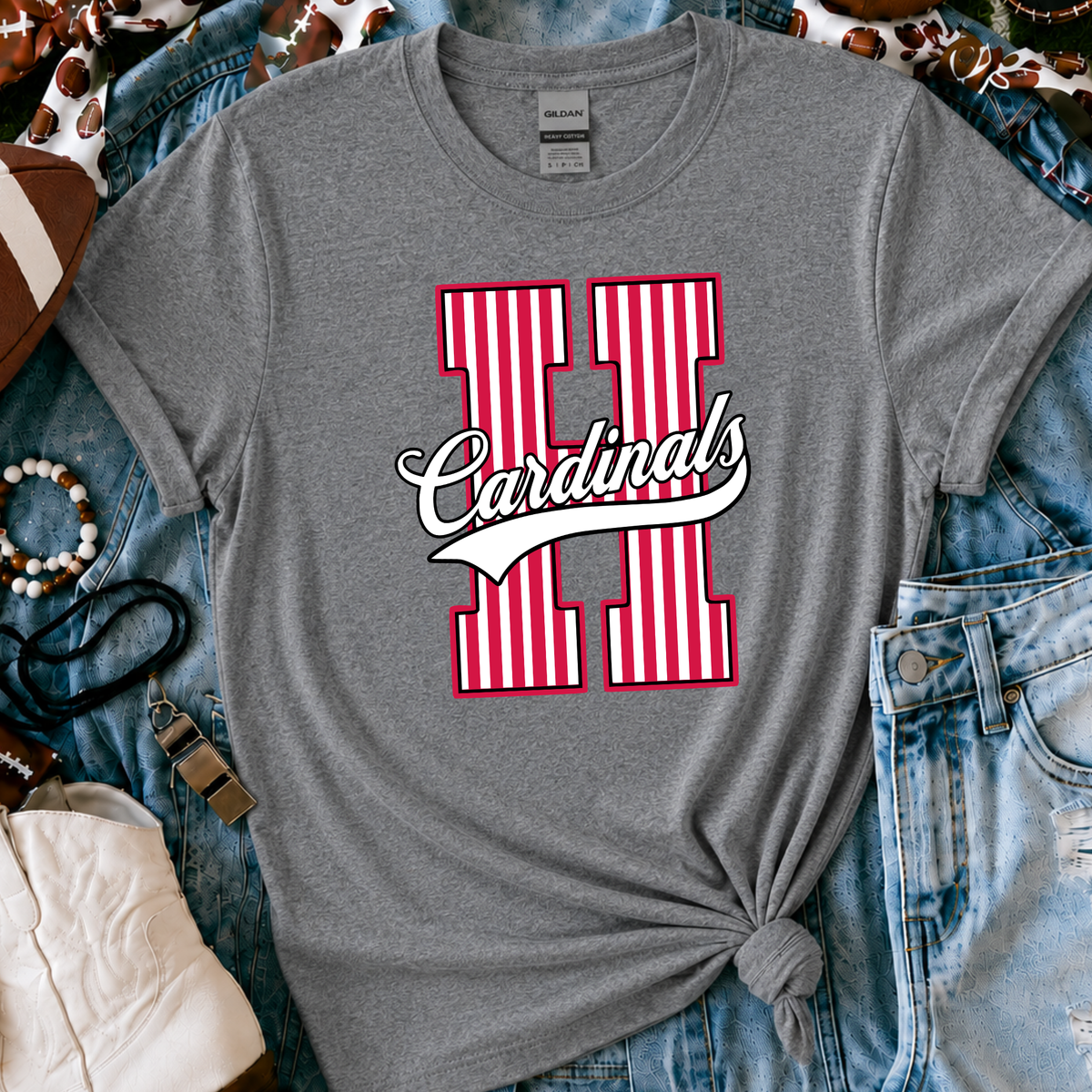Hoisington Cardinals three color design on grey tee