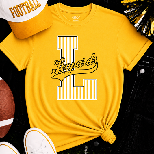 LaCrosse Leopards black and white design yellow shirt mockup