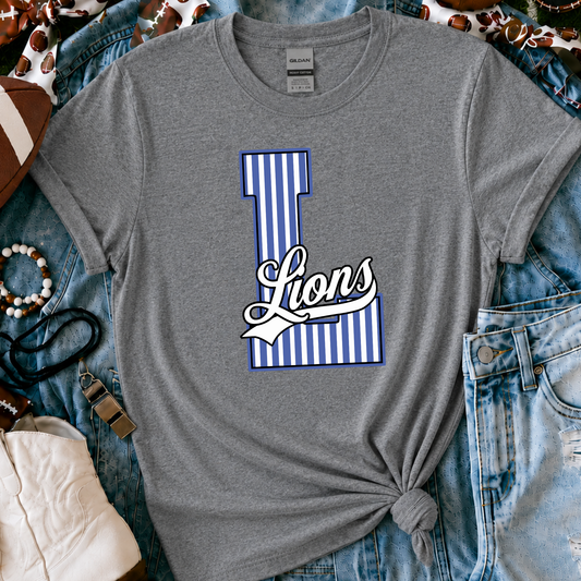 Lyons Lions three color design grey shirt mockup