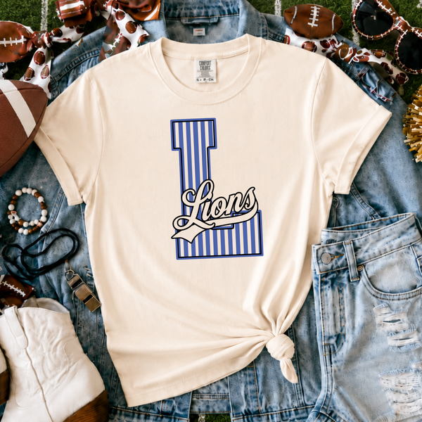 Lyons Lions two color design ivory shirt mockup