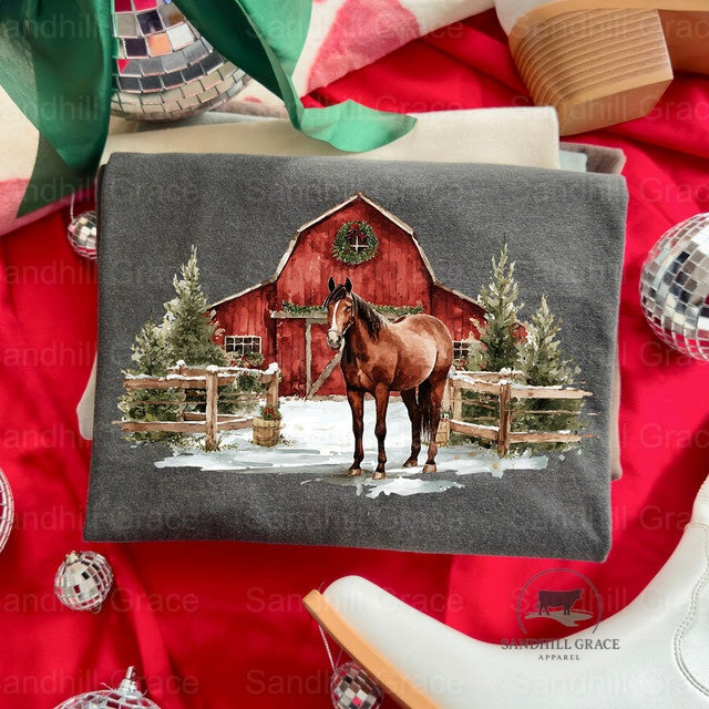 YOUTH Winter Horse and Barn